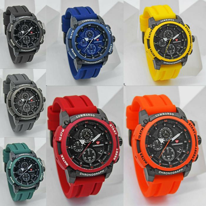 Commando C7004M Jam Tangan Pria Chronograph Original Rubber Strap