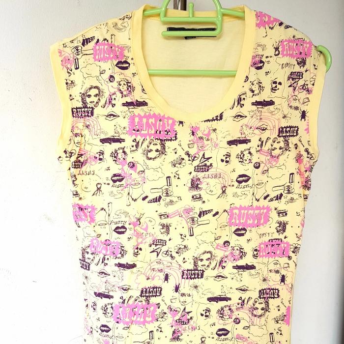 Atasan kaos wanita asli Rusty kuning / Original yellow tank top