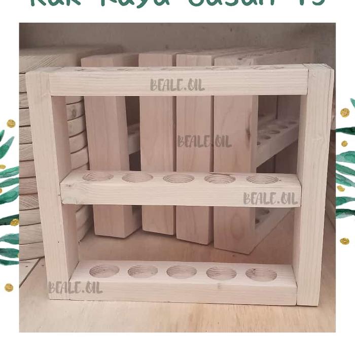 Rak kayu Essential Oil Botol isi 15 Wooden Rack Gantung Susun Tangga