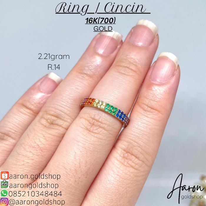 Cincin fashion wanita listring rainbow emas kadar 16K 700 70%