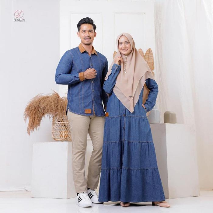 Couple Muslim Denim Gamis Kemeja Premium VELOVE x VAREL by Fenuza