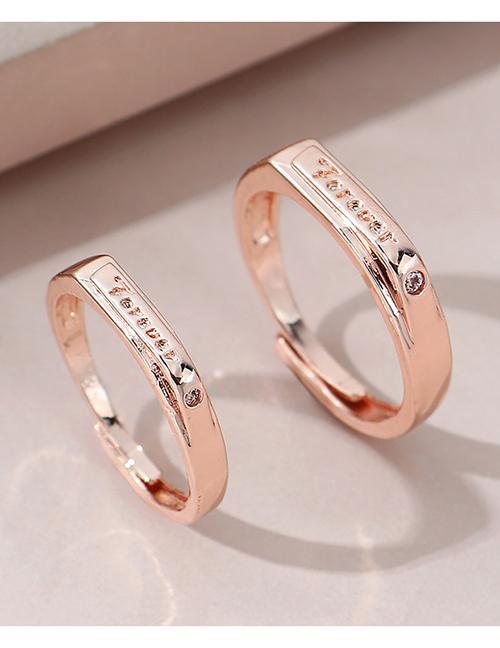 LRC Cincin Set Fashion Rose Gold Love Lettering Ring Set Y65677