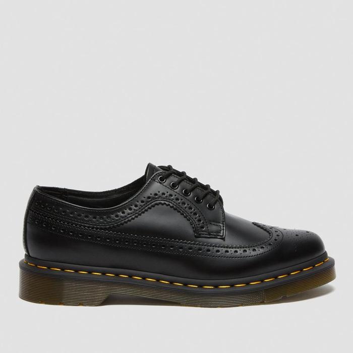 Dr Martens 3989 Yellow Stitch Smooth Leather Brogue - Black Original
