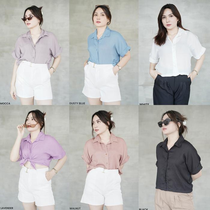 Rayon Crinkle Crop Top Baju Atasan Kemeja Wanita Big Size Jumbo