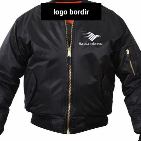jaket bomber Garuda Indonesia logo bordir jaket Garuda Indonesia