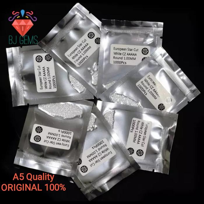 Permata Diamond Cubic Zirconia Tabur A5 Quality 0.7mm - 3.0 MM Per Pack 100-1000