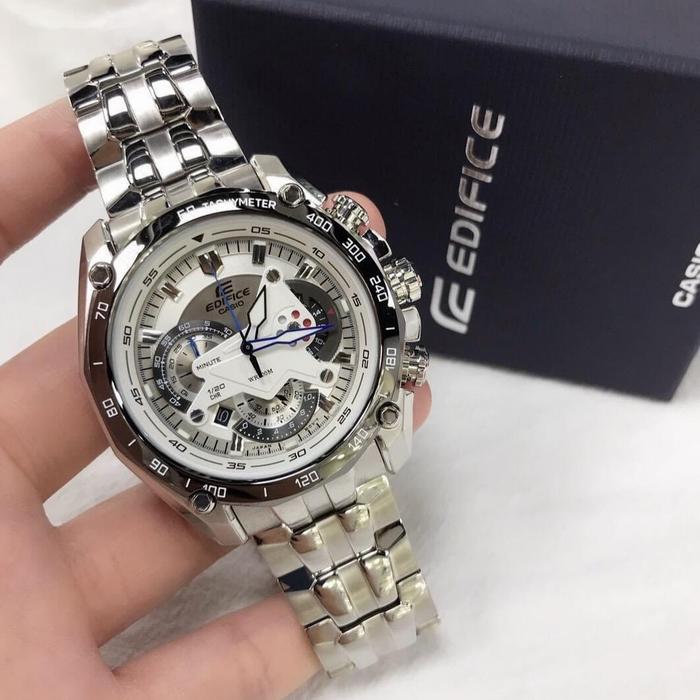 Jam Tangan Pria Casio Edifice EF-550D / EF550 Stainless Silver White