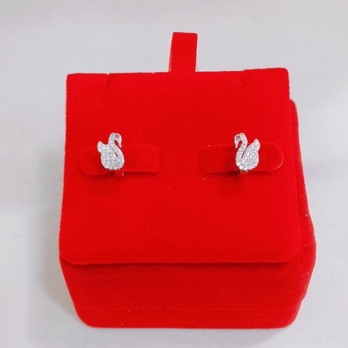 Anting Jepit perak silver925 model Angsa Lapisam emas putih At53