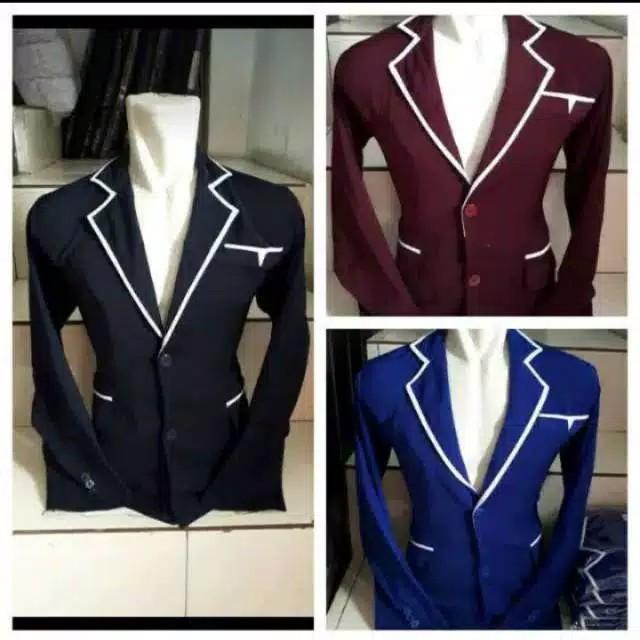 Almamater Hitam list Putih Polos (jaskoko, Jas, Jaket , Almamater )