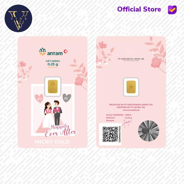 MICRO GOLD ANTAM HARTADINATA ABADI WEDDING LOVE (LM) 0.25 GRAM