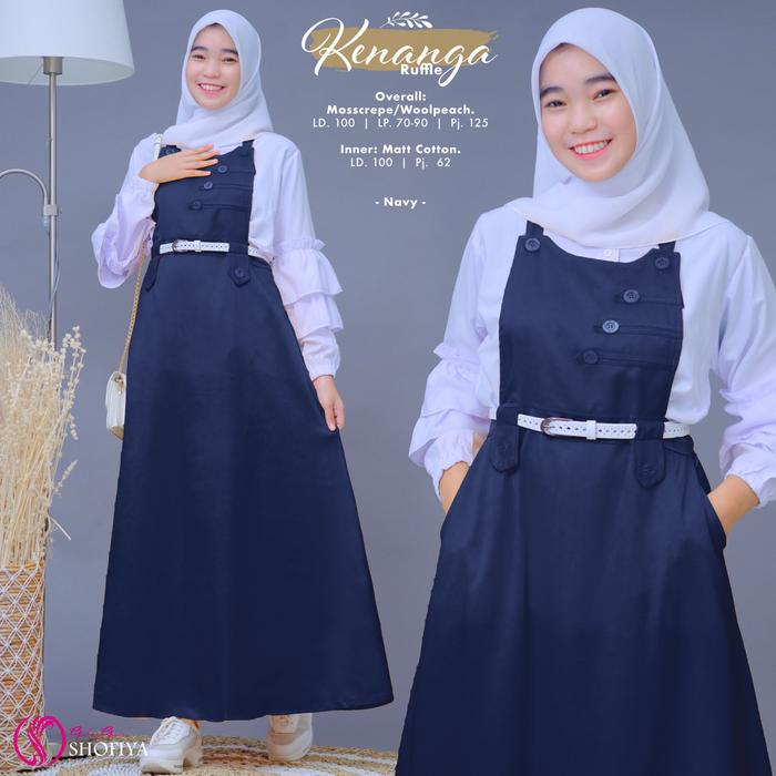 setelan wanita terbaru overal plus iner kenanga ruffle adem nyaman