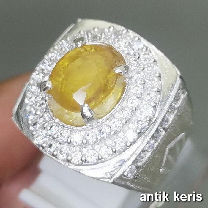 Batu Mulia Permata Yakut Kuning Asli Yellow Safir Natural Ring Perak