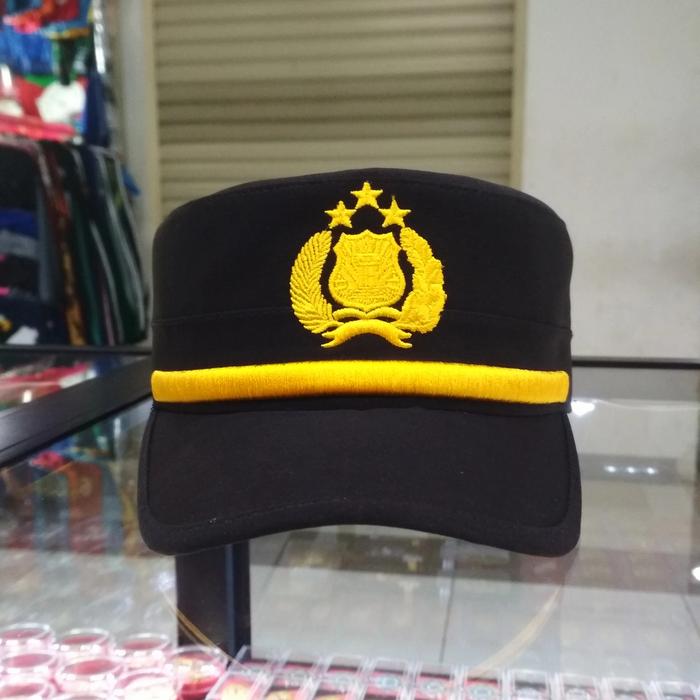 PILKEP PAMA POLRI TOPI KOMANDO EXCLUSIVE Bahan Jet Black Premium Nyaman Digunakan Kegiatan Lapangan