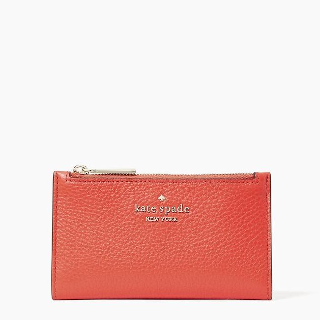 Kate Spade Small Slim Bifold Wallet Leila Geranium Dompet Merah Ori