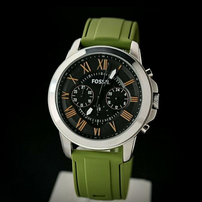 Jam Tangan Pria Merek Fossil Grant Rubber 44mm Original