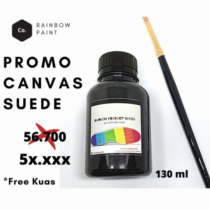 cat sepatu canvas cotton suede 130ml gratis kuas biru
