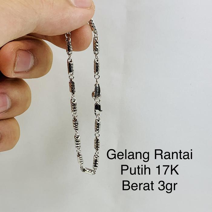 Gelang Rantai Emas Asli Dewasa Model Pipa Putih Kadar 750 17K