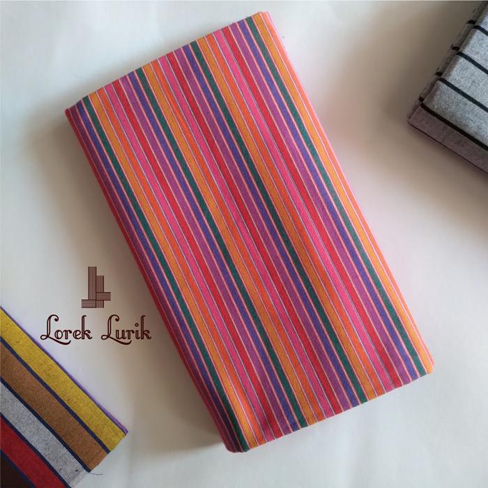 Kain Lurik Pelangi / Batik Lurik Warna Warni / Kain Lurik Tenun Pink