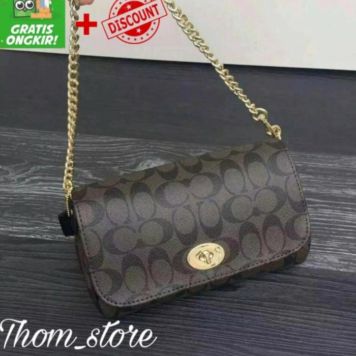 TAS COACH MINI RUBY CROSSBODY SIGNATURE MAHOGANY BROWN BLACK