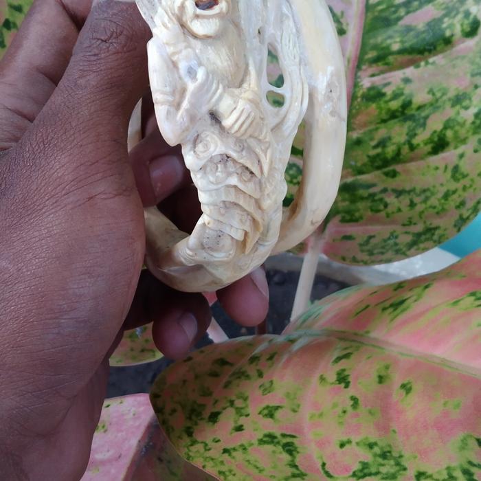 GELANG AKAR BAHAR PUTIH JUMBO COMBONG,FULL UKIR HANOMAN
