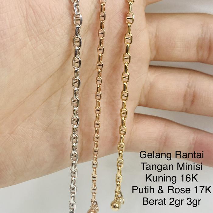 Gelang Rantai Emas Asli Dewasa Minisi Kuning Putih Rose Kadar 700 750