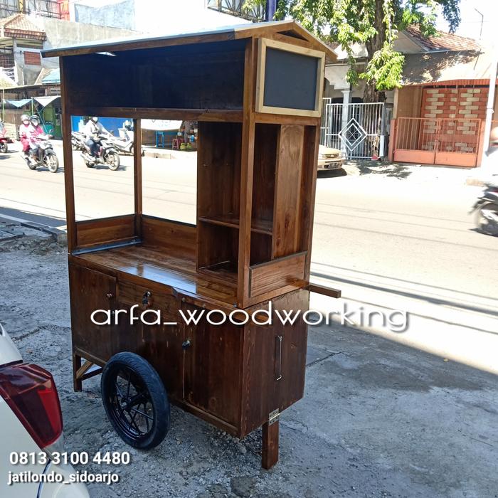 Gerobak Rombong Kayu Dorong Bakso Nasi Goreng Tahu Tek Soto Mie Ayam