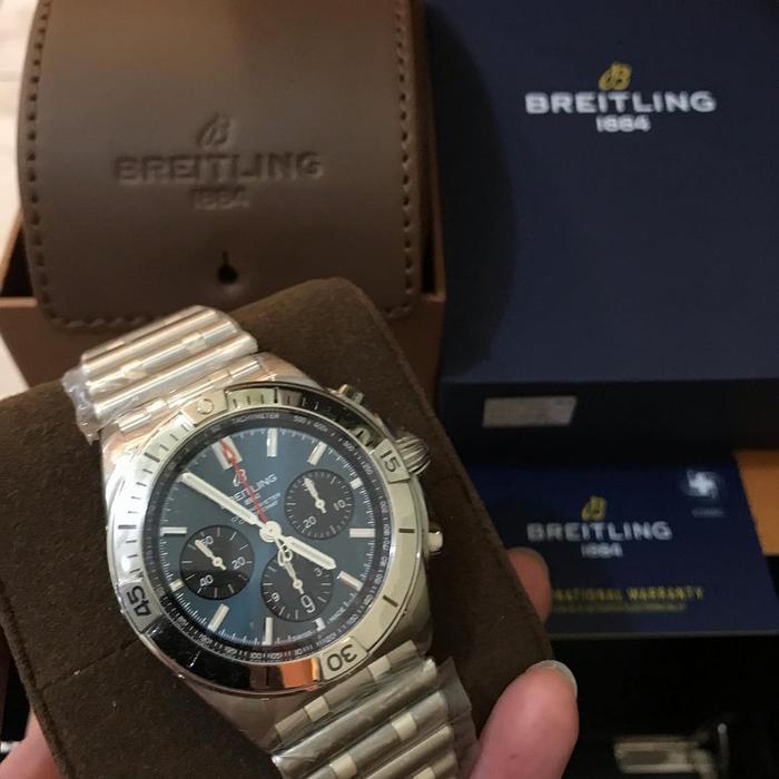Breitling chronomat blue b01jam pria original