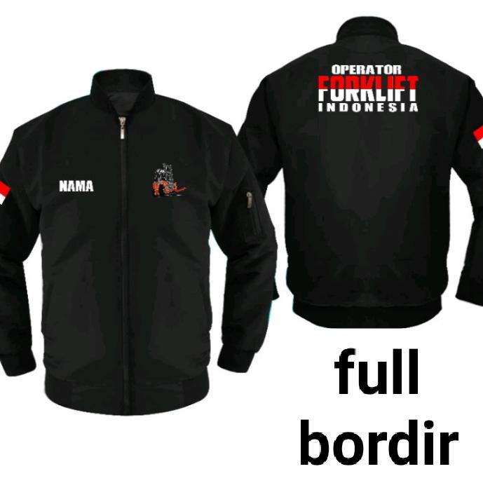jaket bomber operator forklift Indonesia bordir jaket bomber forklift
