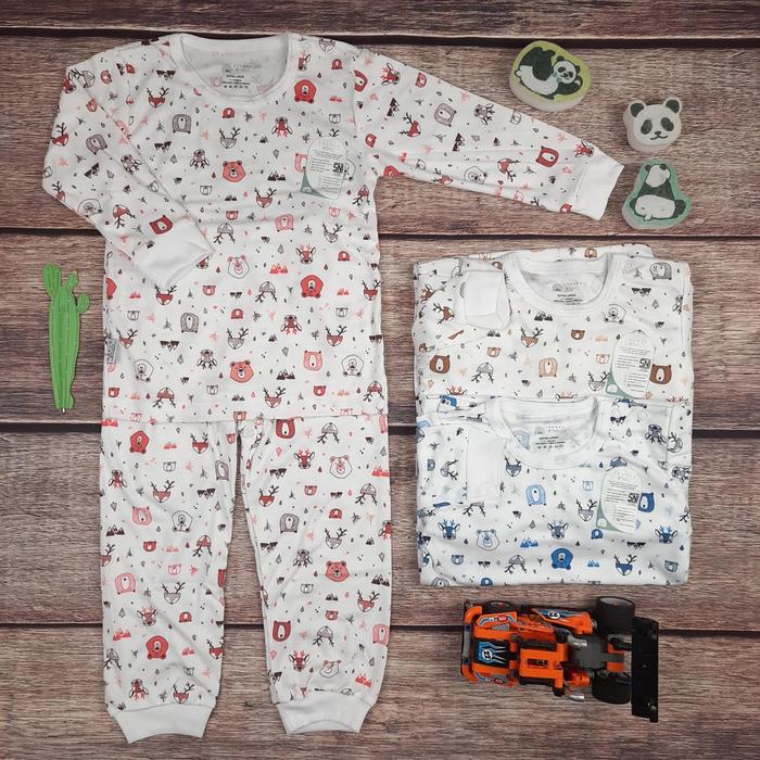 ZONOKO Setelan Lengan Panjang / Piyama Bayi Kancing Pundak Uk. S - XL