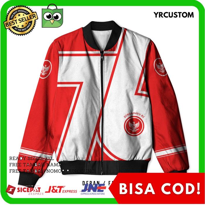 Jaket Bomber HUt RI 76 Tahun Kemerdekaan Indonesia 17 Agustus