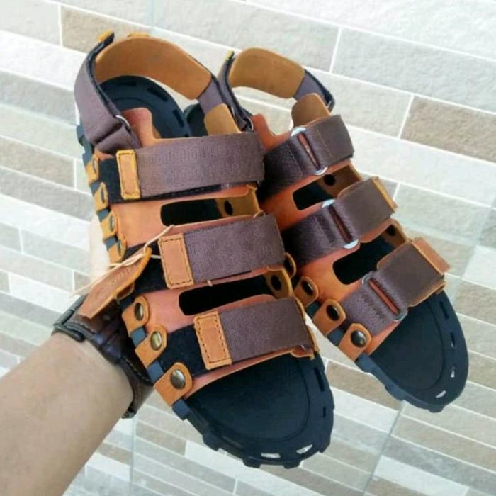 sandal kulit pria bahan terbuat dari kulit asli model pria masa kini