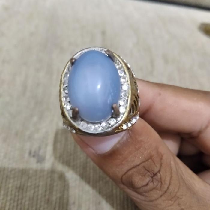 batu permata akik spritus biru antik jadul lawas koleksi barang kuno