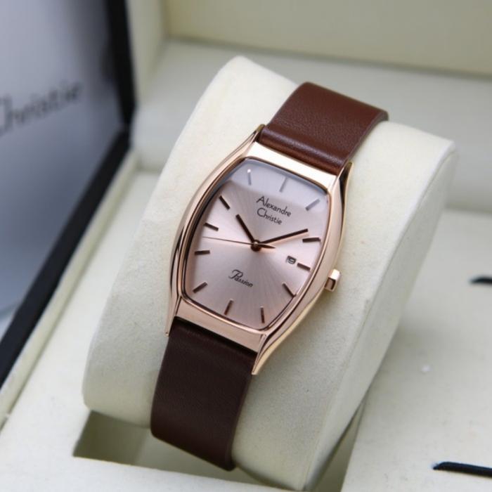 ALEXANDRE CHRISTIE AC 2939 ROSEGOLD BROWN LEATHER AC2939 WANITA.ORI