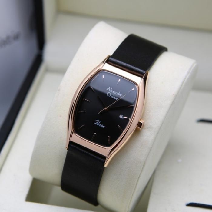 ALEXANDRE CHRISTIE AC 2939 ROSEGOLD BLACK LEATHER AC2939 WANITA.ORI