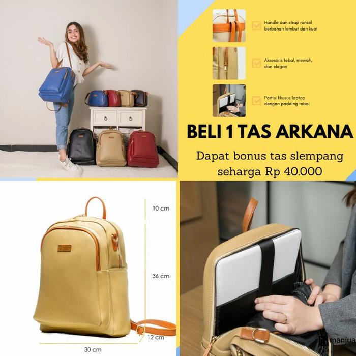 Tas Ransel, Backpack , Arkana Bag ORI by Manjua, Tas laptop, Sling bag