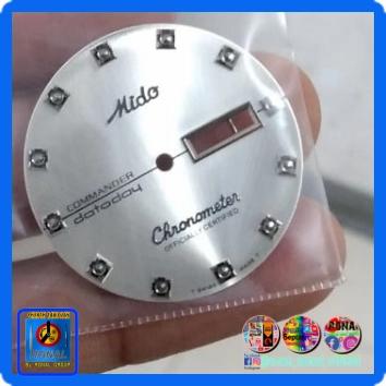 Plat MIDO 8439 dial putih block silver untuk jam aslimovement Cal.2836