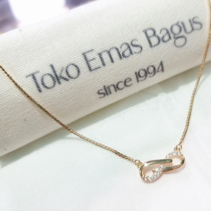 Kalung Liontin Emas Asli 375 Ubs Poles Mata Putih