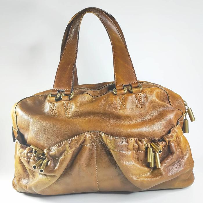 DKNY Hobo Shoulder Bag Drawstring Satchel Leather Preloved