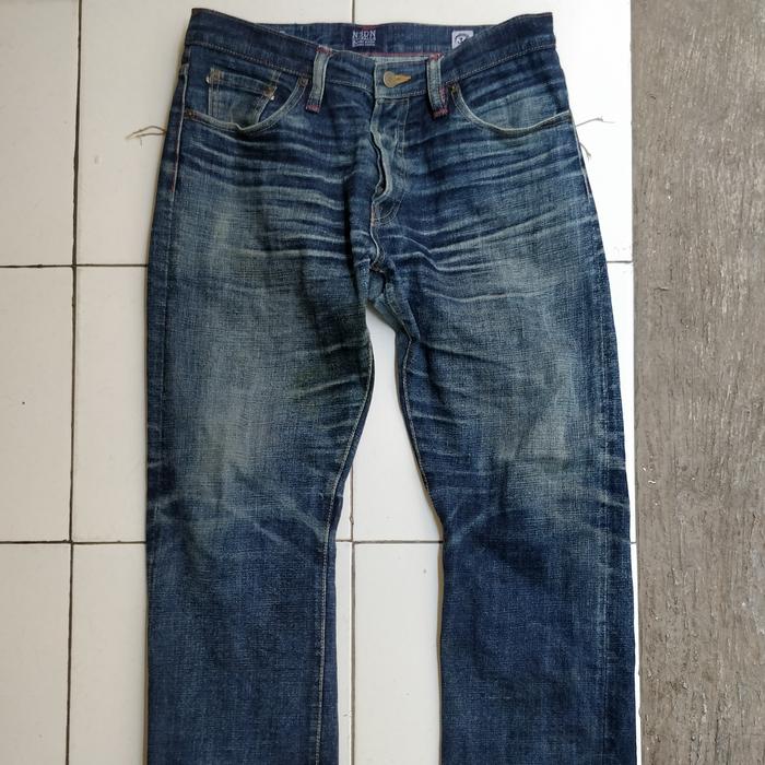 Worn Out NBDN Anubis 16,6oz Deep Indigo Size 34 Jeans Super Slub Slim Straight 100% Cotton Hand Proc