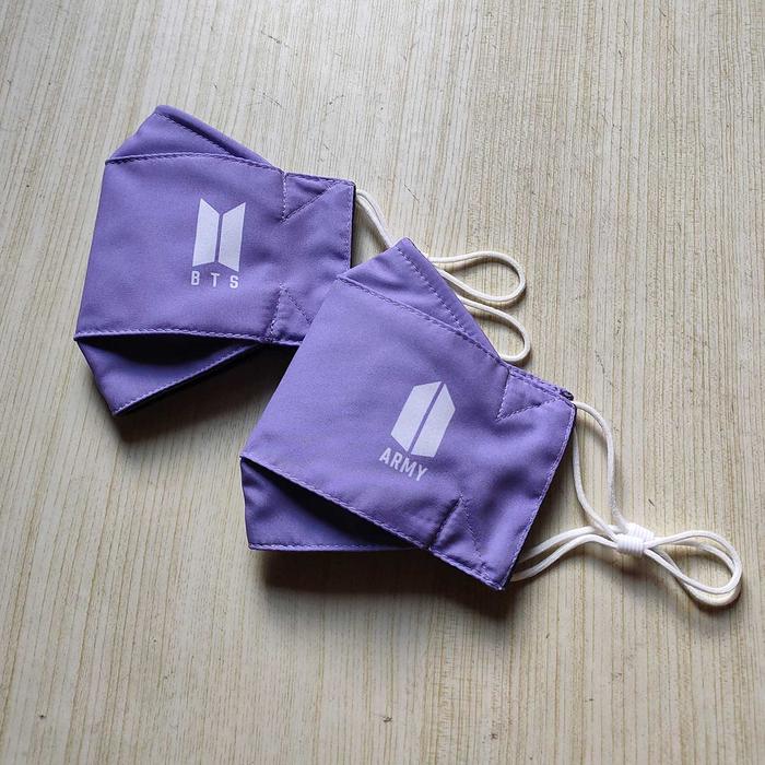 Masker Anak BTS Purple - Masker Duckbill Anak BTS Ungu - Masker Kain
