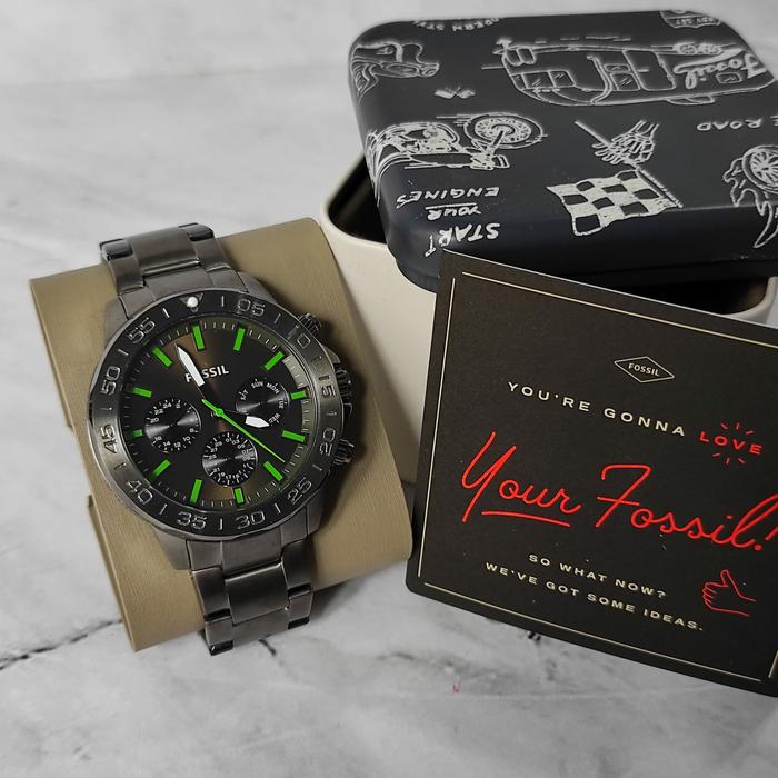 jam tangan fossil BQ2504 banon multifunction smoke stainless steel