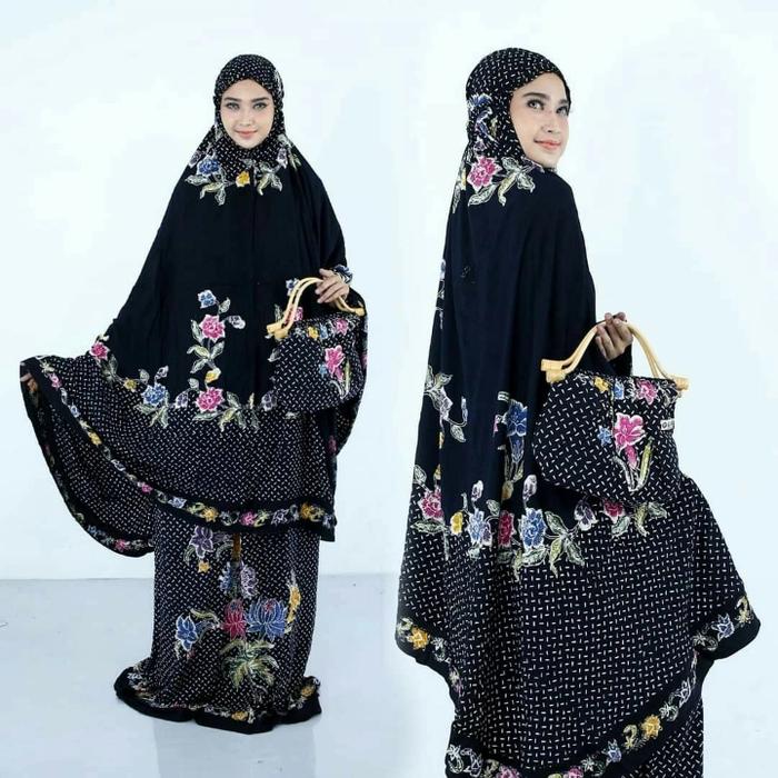 mukena batik encim khusus hitam Al fariz