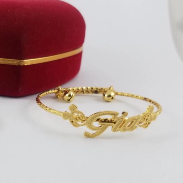 Gelang Ukir Nama Emas / Gelang Gold Nama Custom