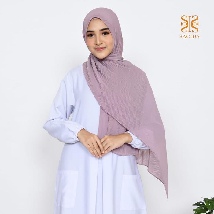 Kerudung plisket pashmina pink