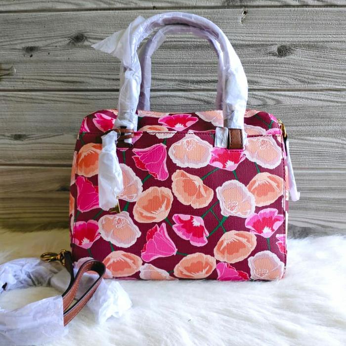 tas fossil rachel satchel pink multi floral tas wanita
