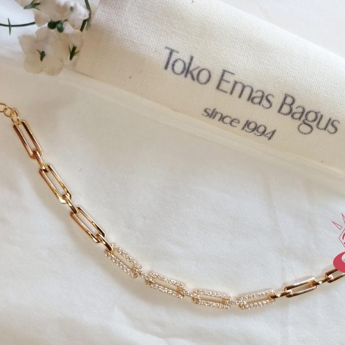 Gelang Emas Asli Kadar 300 Gelang Krepyak Permata Putih King Halim