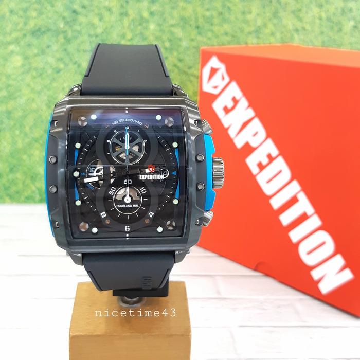 jam tangan pria original expedition e6811m black blue