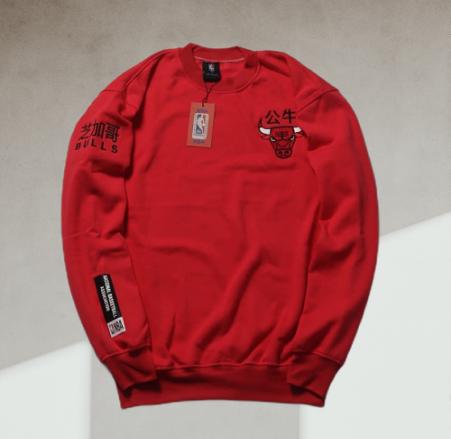 JAKET CREWNECK HOODIE SWEATER CHICAGO BULLS RED JAPAN WRITE NBA