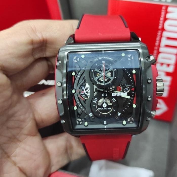 Jam Tangan Pria Expedition Original E6811 Red Black