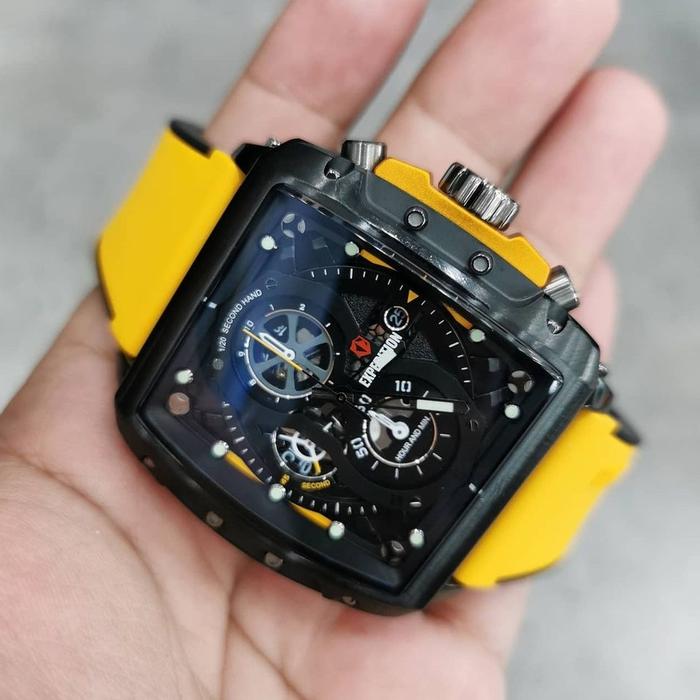 Jam Tangan Pria Expedition Original E6811 Black Yellow